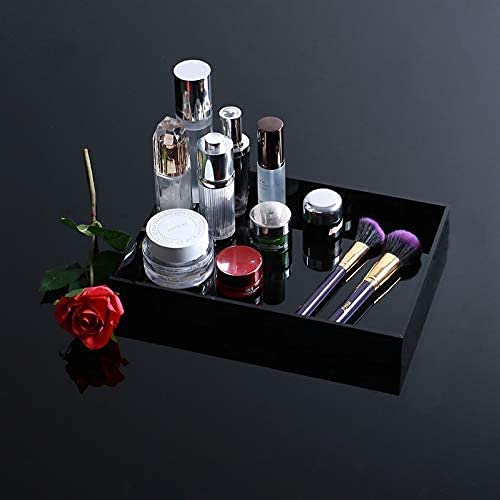 Waterproof Acrylic Vanity Tray - 10x10 Inch Black Remote Control & Valet Tray Organizer for Nightstand, Dresser or Bathroom - Perfect for Change, Coins, Keys, Phone & Glasses Storage | Ideal for Home, Office & Travel Organization