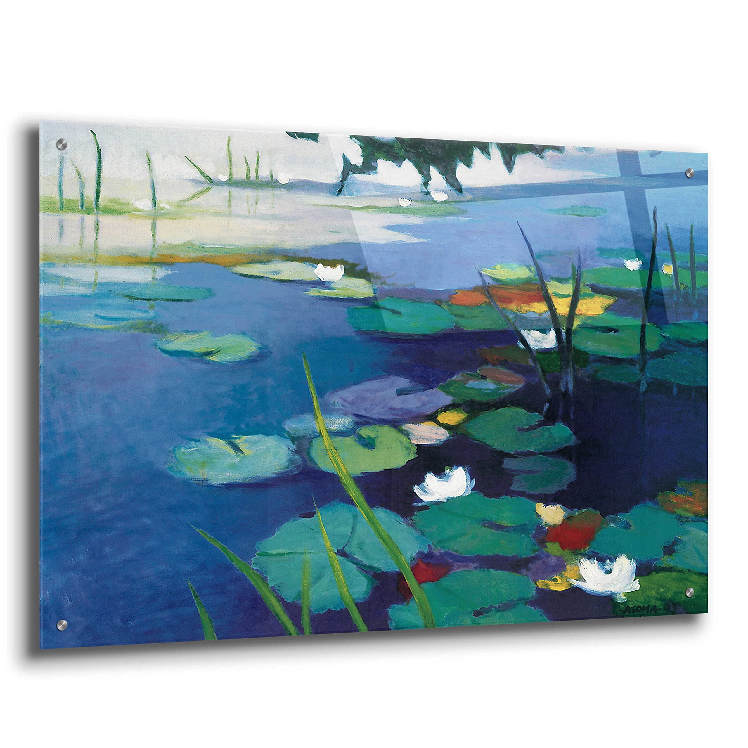 Tadashi Asoma 'Water Lilies' Acrylic Glass Wall Art - 36x24 Inches Modern Home Decor for Living Room, Bedroom & Office