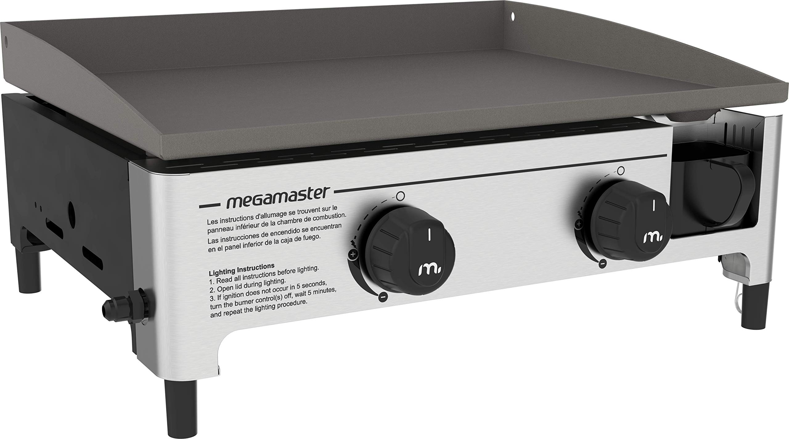 Megamaster 2-Burner Portable Gas Griddle - 18,000 BTU Outdoor Cooking Griddle with 302.8 SQ in Surface - Compact Tabletop Propane Griddle for Camping, BBQs, Tailgating & Backyard Parties (Model 820-0054F) | Perfect for RV Trips, Picnics & Outdoor Family Gatherings
