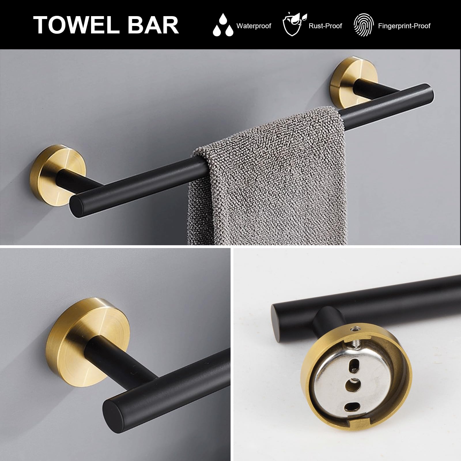 Lava Odoro 6-Piece Bathroom Hardware Set - Stainless Steel Towel Bar & Rack for Modern Bathrooms