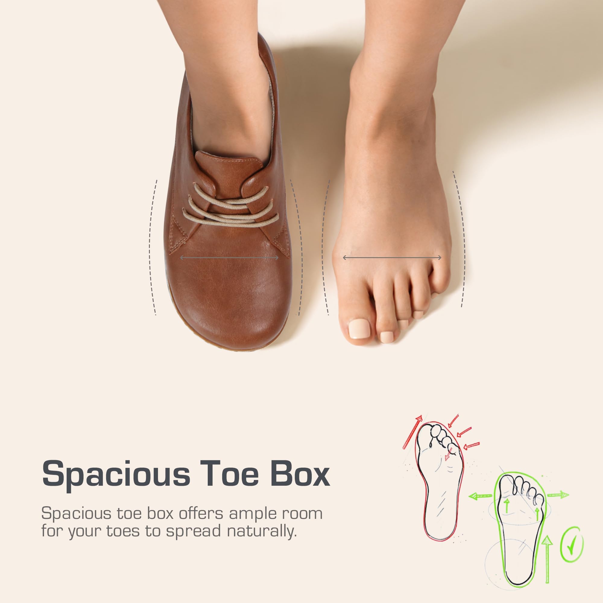 Women's Barefoot Dress Shoes with Wide Toe Box - Comfortable Oxfords for Work, Office & Formal Occasions