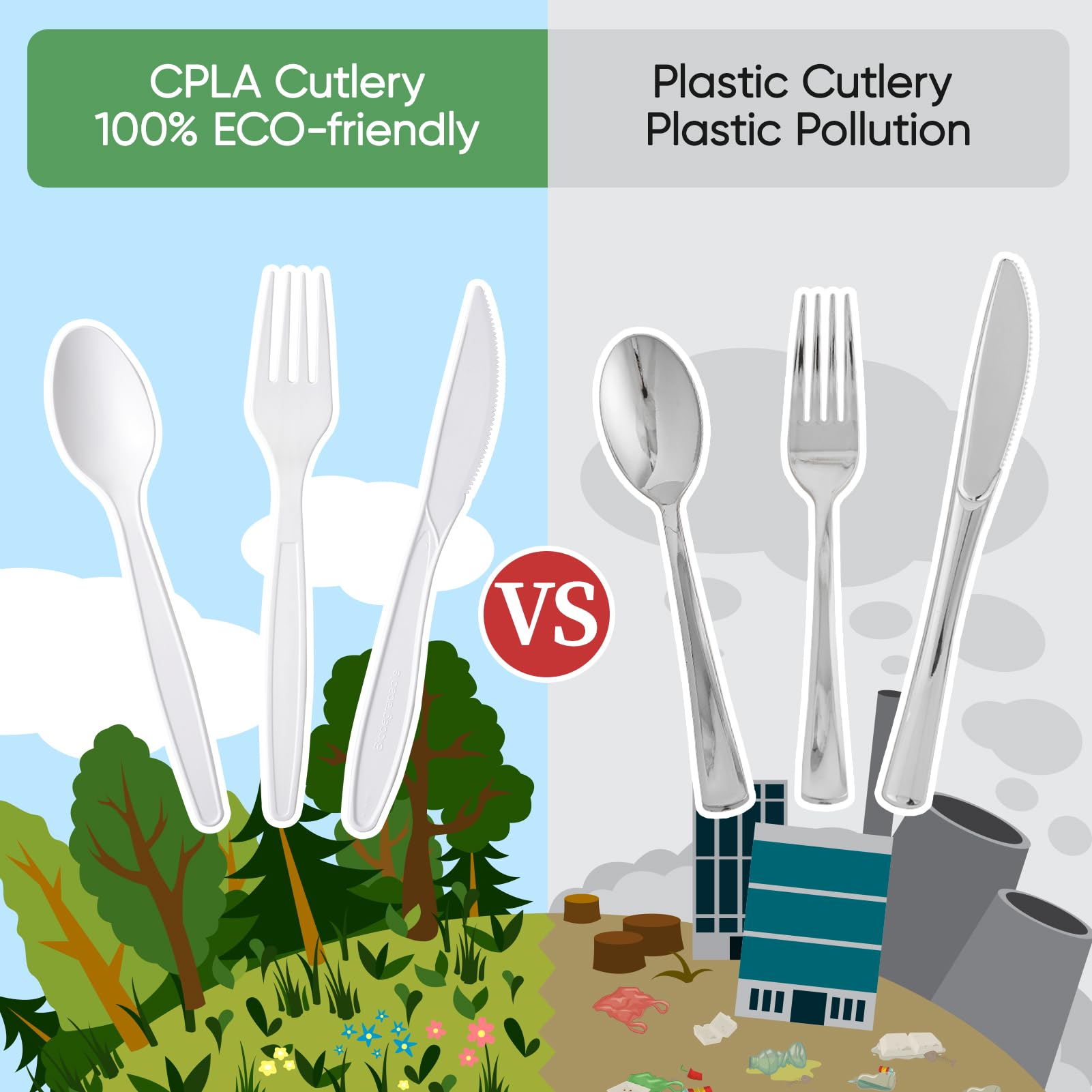 ECO-Friendly 350-Piece Compostable Cutlery Set - 7