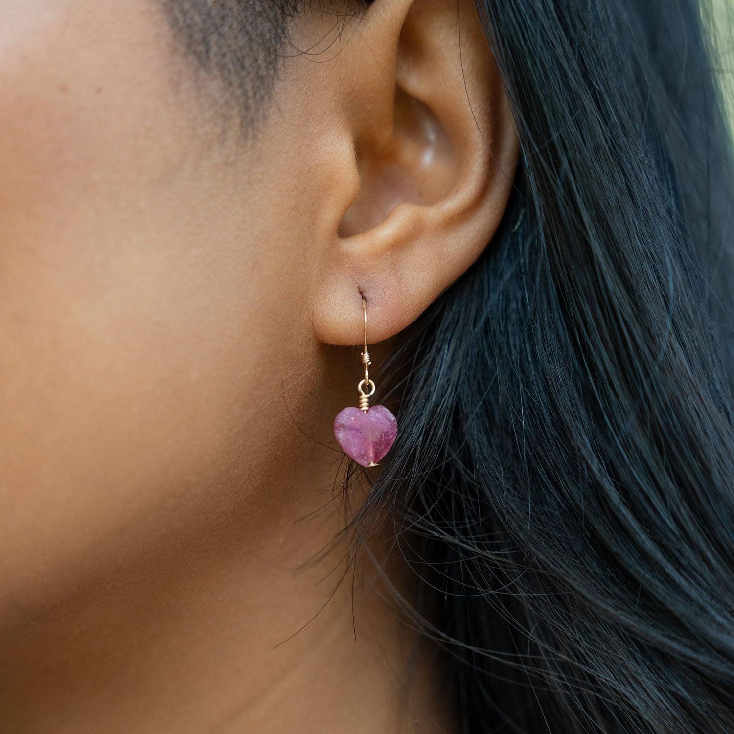 Ruby Crystal Heart Dangle Earrings for Women - Elegant Valentine's Day Gift, Anniversary Jewelry - Perfect for Date Nights, Weddings & Special Occasions