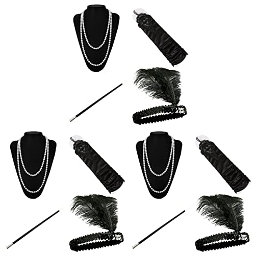 Bestoyard 12-Piece Vintage Women's Headbands & Necklace Set - Retro Hair Accessories & Cigarette Holder for Parties, Weddings, and Costume Events