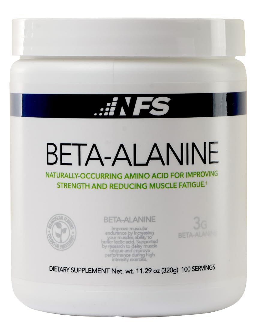 NF Sports Beta-Alanine Powder for Muscle Recovery - 320g (100 Servings) | Reduces Muscle Fatigue, Boosts Carnosine Levels | Unflavored Dietary Supplement with No Artificial Sweeteners | Ideal for Athletes, Gym Enthusiasts & Post-Workout Recovery