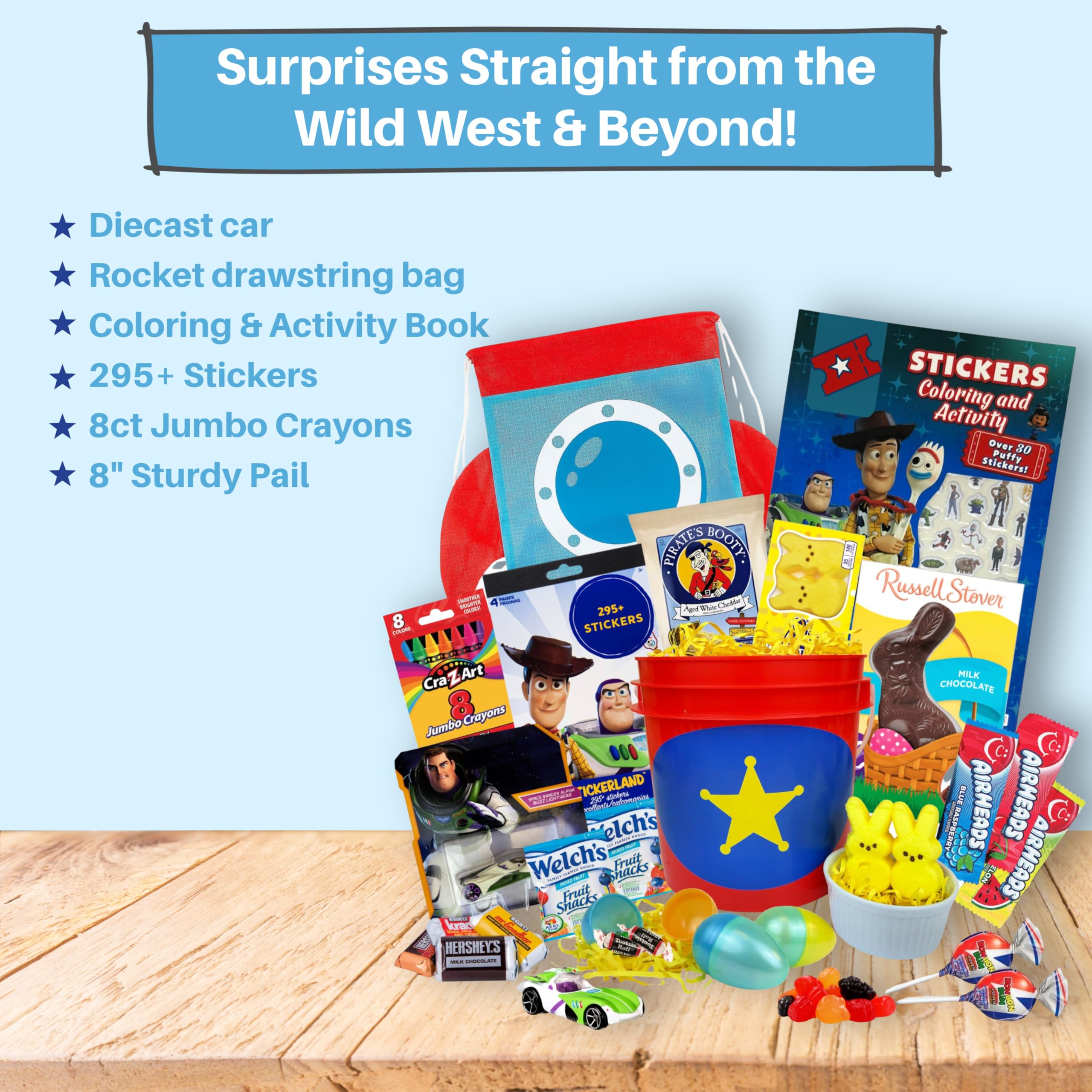 Easter Gift Basket for Kids - Prefilled with Easter Eggs, Candy & Chocolate - Cartoon Themed Easter Care Package for Boys & Girls - Perfect for Easter Celebrations, Party Favors & Holiday Gifts