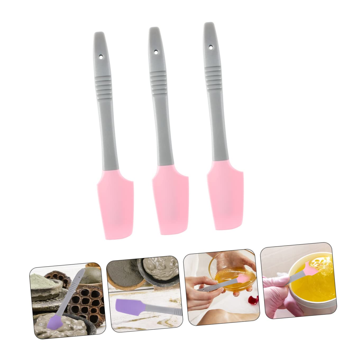 iPetboom 3-Piece Silicone Wax Spatula Set - Professional Multi-Functional Wax Sticks for Hair Removal, Candle Making & Cake Decorating - Portable Wax Tools with Non-Stick Surface (Pink) - Perfect for Salons, DIY Beauty & Home Baking