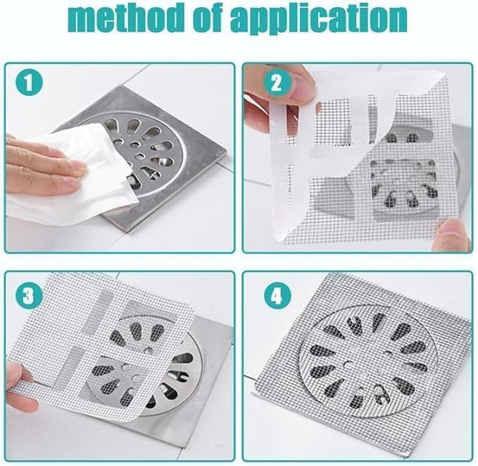 20 Pack Disposable Shower Drain Hair Catcher Mesh Stickers - Bathroom, Laundry & Kitchen Sink Drain Covers for Human & Pet Hair - Prevent Clogs in Showers, Tubs & Sinks