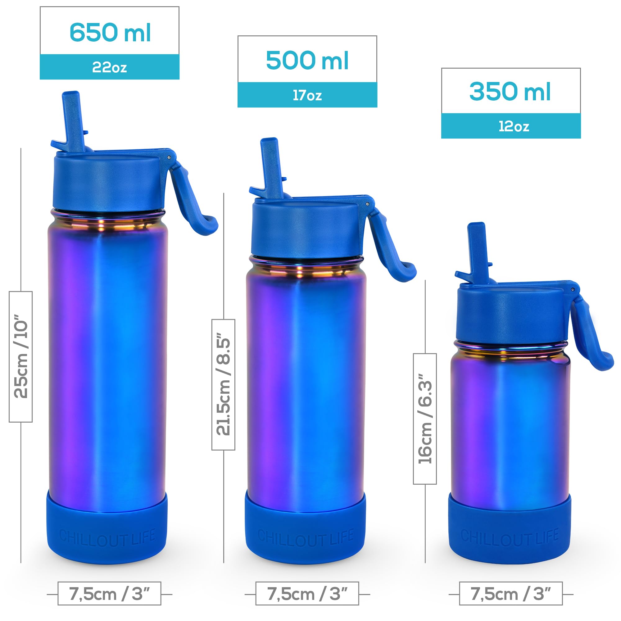 CHILLOUT LIFE 12 oz Insulated Stainless Steel Water Bottle with Straw Lid for Kids - Leakproof & BPA-Free - Includes 20 Cute Waterproof Stickers for Personalization - Ideal for School, Sports & Outdoor Activities