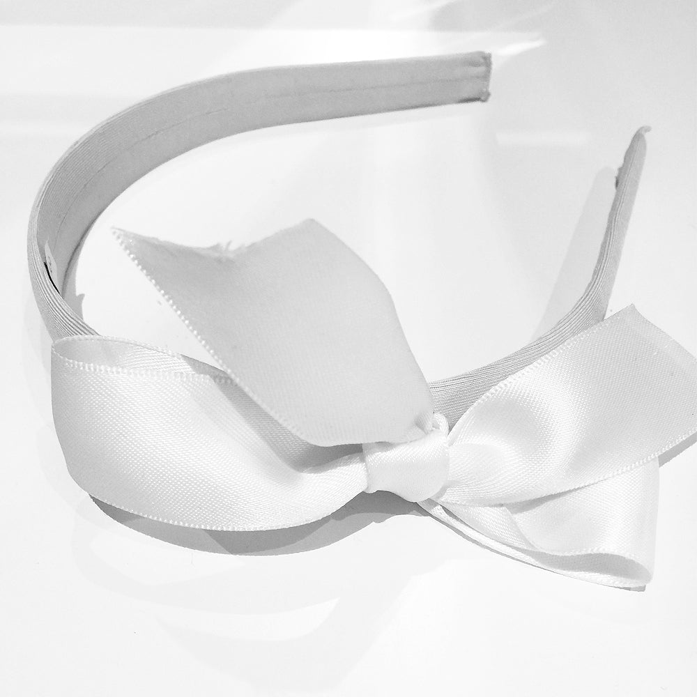 Elegant White Satin Bow Headband for Women - Hair Accessories for Weddings, Parties & Everyday Wear - Adjustable Comfortable Hair Band