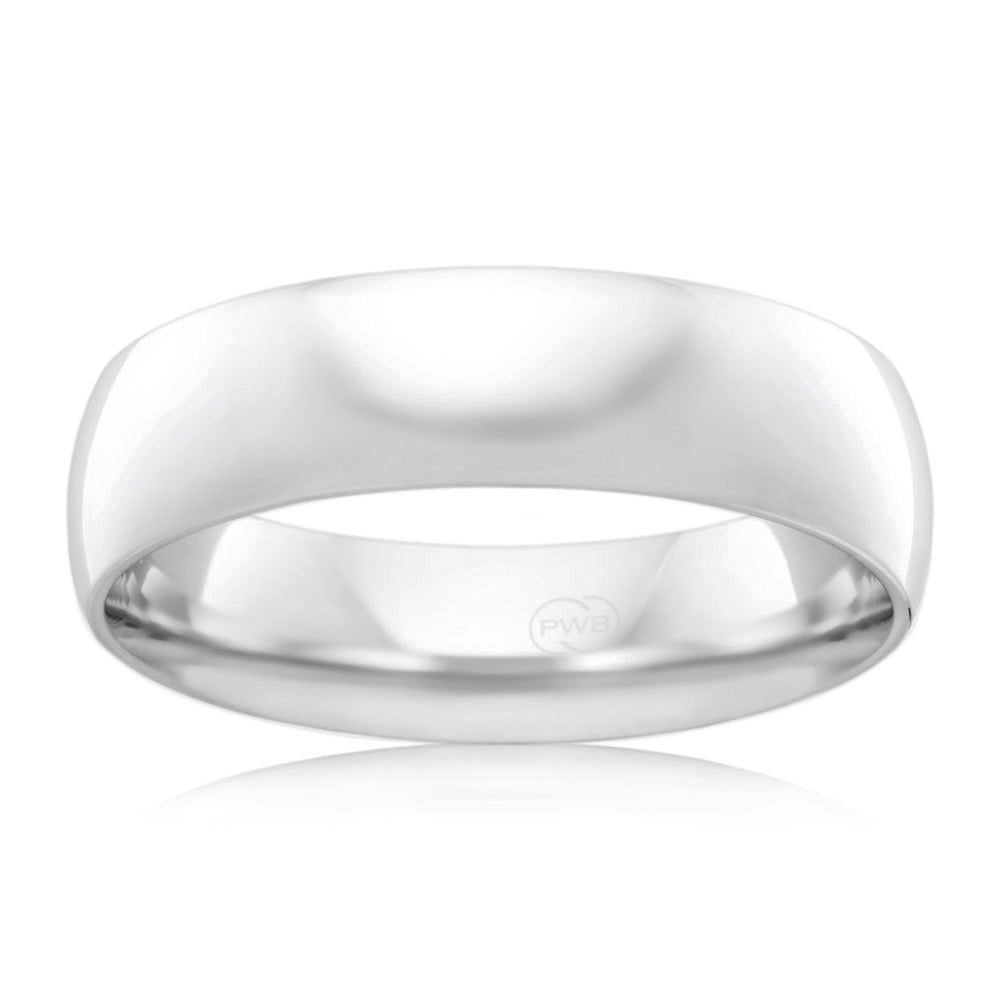 9ct White Gold 6mm Comfort Fit Wedding Band Ring - Size Z - Perfect for Engagement, Anniversary & Everyday Wear