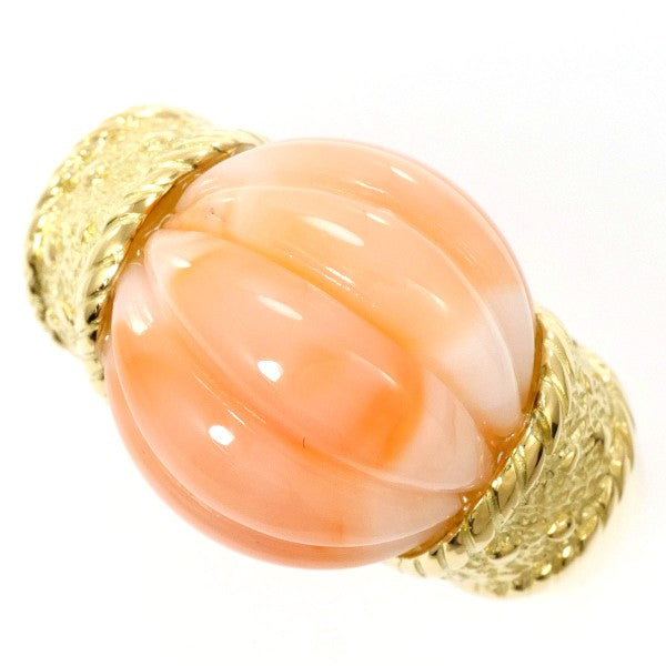 18K Yellow Gold Coral Ring for Women - Elegant Handmade Jewelry Gift for Birthday, Anniversary & Wedding - Perfect for Beach Weddings, Summer Parties & Boho Fashion