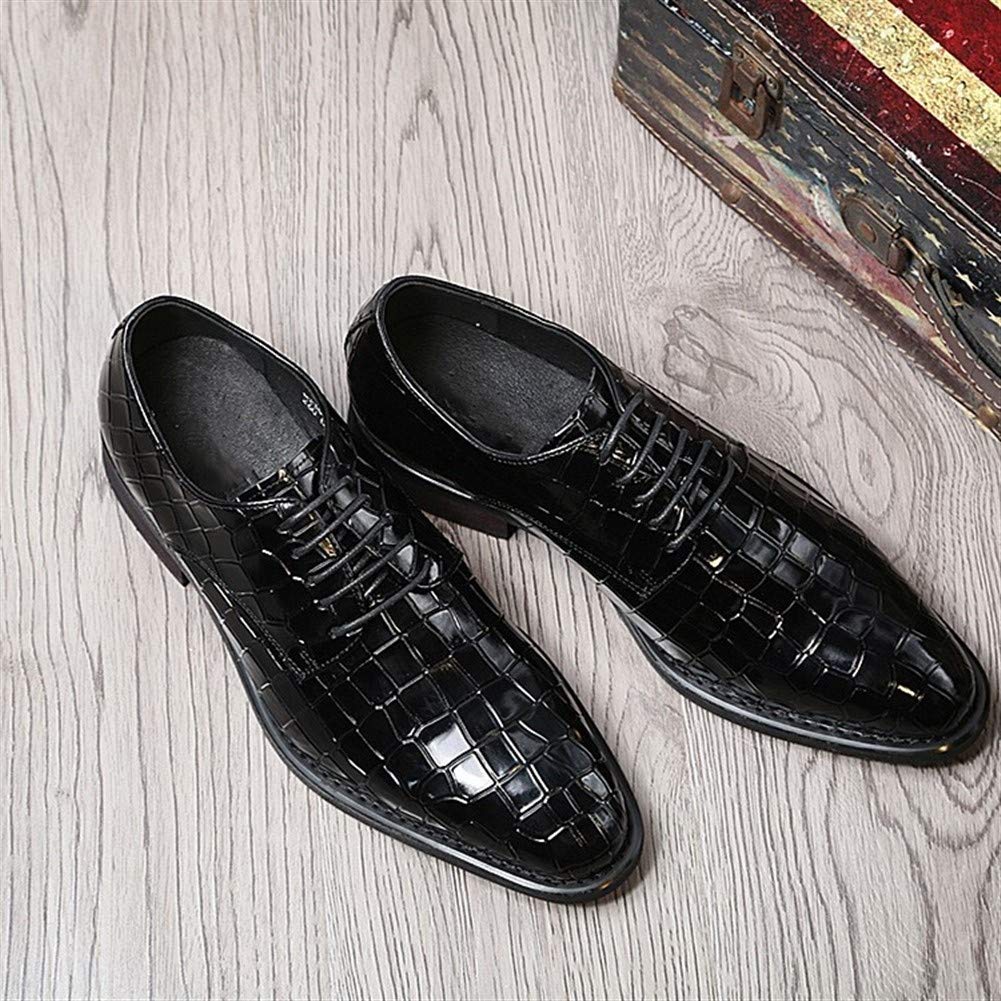Premium Men's Lace-Up Derby Dress Shoes - Genuine Leather Crocodile Embossed Slip-Resistant Rubber Sole for Wedding, Business & Formal Occasions | Elegant Office Wear & Special Event Footwear