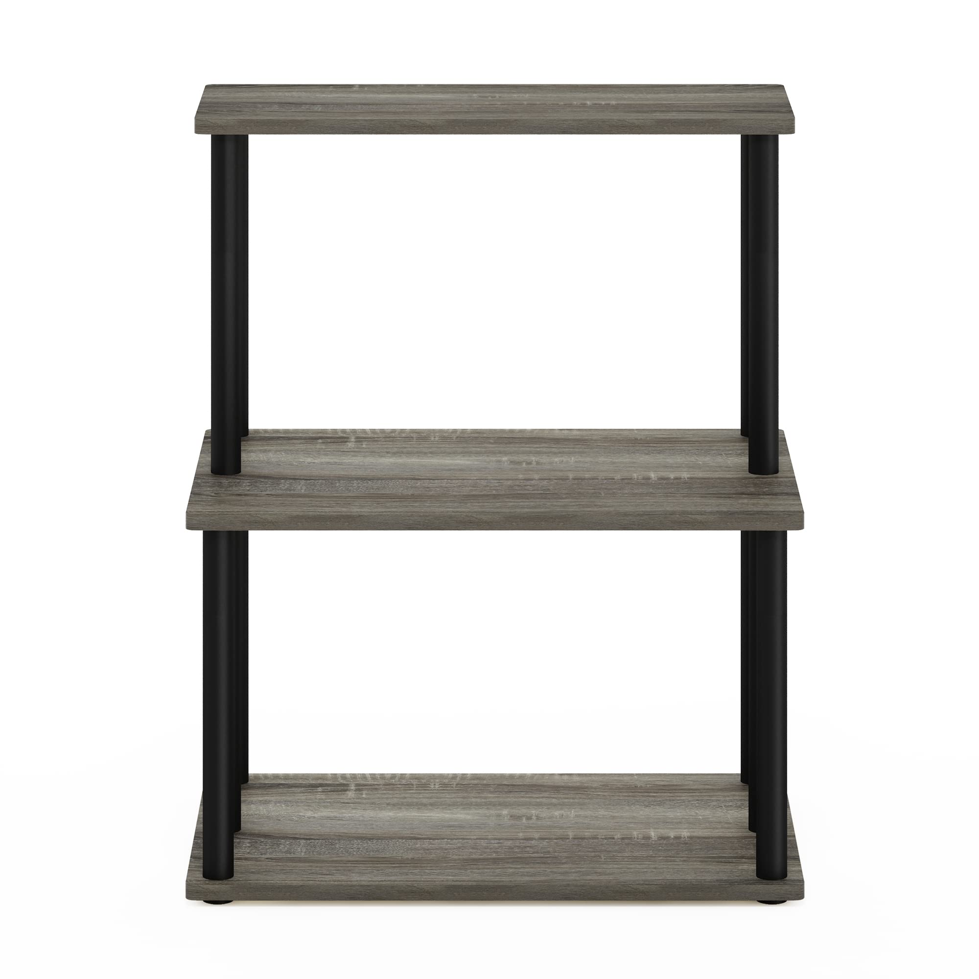 Furinno Turn-N-Tube 3-Tier Multipurpose Printer Stand - Tool-Free Assembly Storage Shelf for Office & Home - French Oak Grey/Black - Perfect for Organizing Printers, Books & Office Supplies