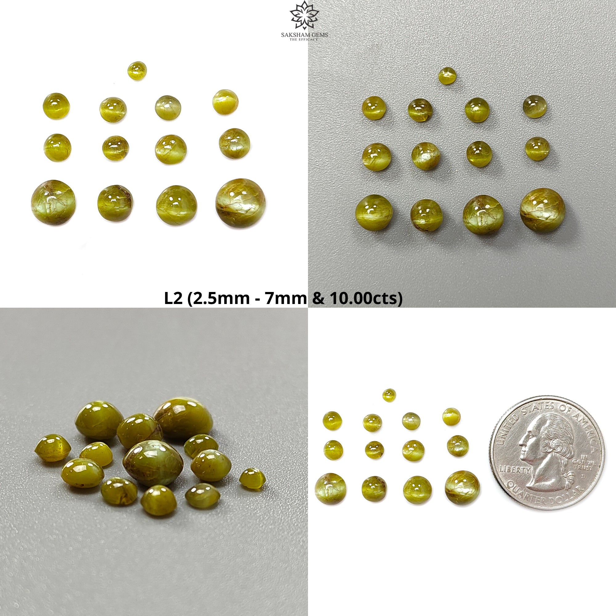 Natural Chrysoberyl Cat's Eye Gemstone Cabochons - Untreated, Unheated Round Shape (12pcs/13pcs Lots) - June Birthstone for Jewelry Making - Perfect for Rings, Pendants & Healing Crystal Collections