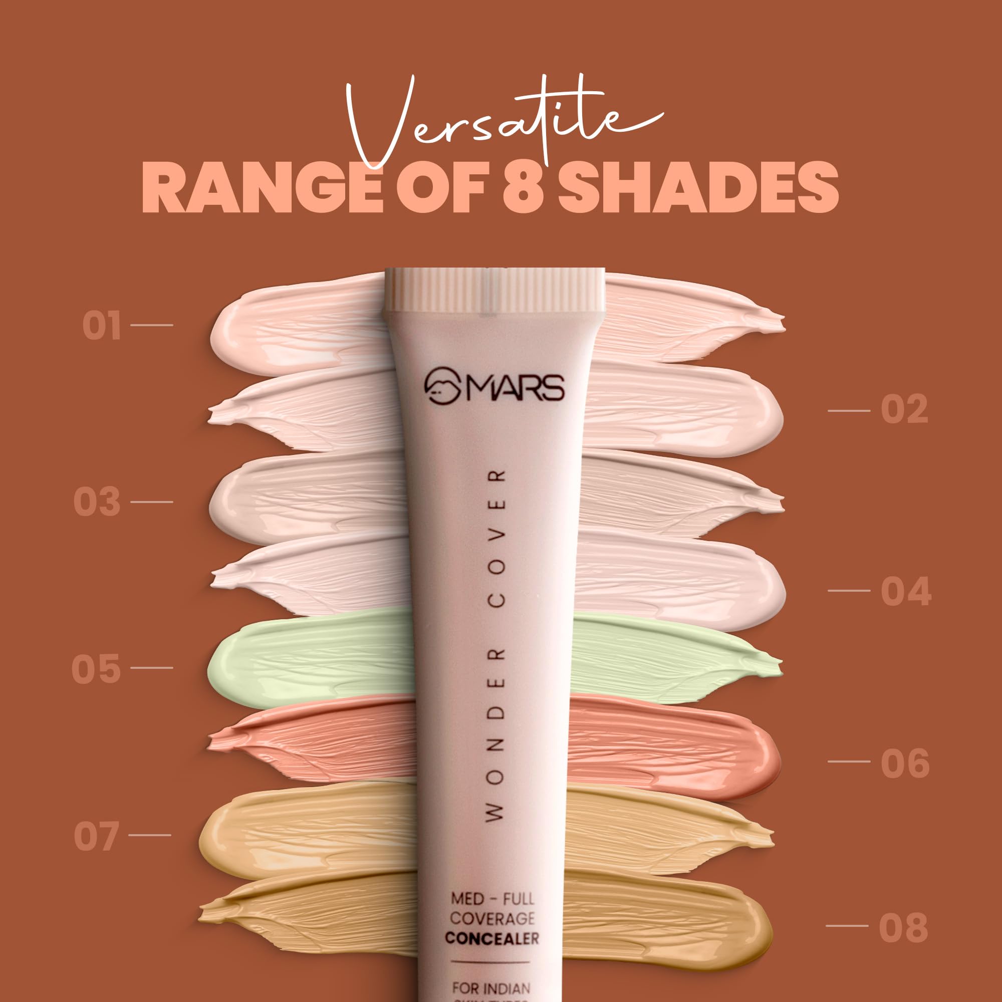 MARS Wonder Cover Liquid Concealer - Creaseproof, Easy to Blend Face Makeup (12ml, Shade 01) | Perfect for Dark Circles, Blemishes & Everyday Wear