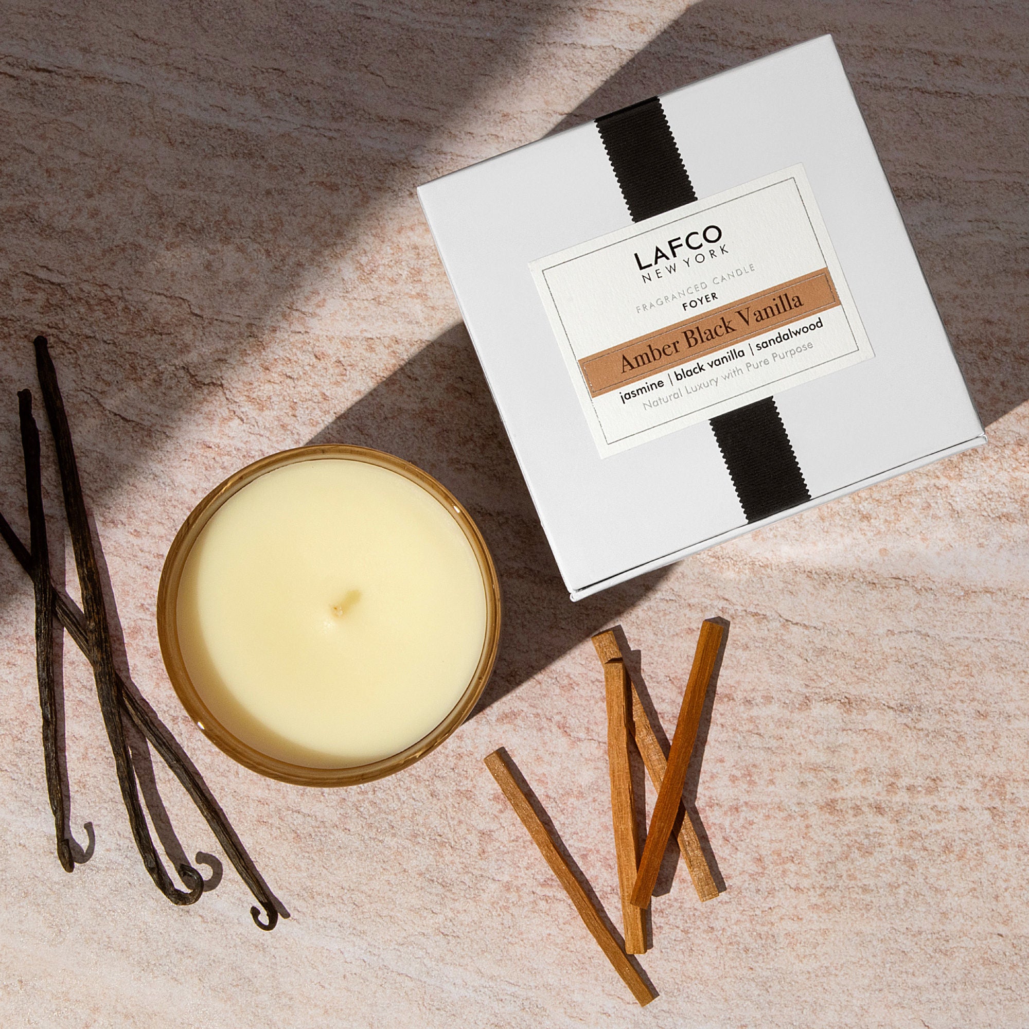 Amber Black Vanilla Signature Scented Candle - Handmade Soy Wax Candle for Home, Relaxation & Romantic Ambience - Perfect for Bedroom, Bathroom & Gift Giving