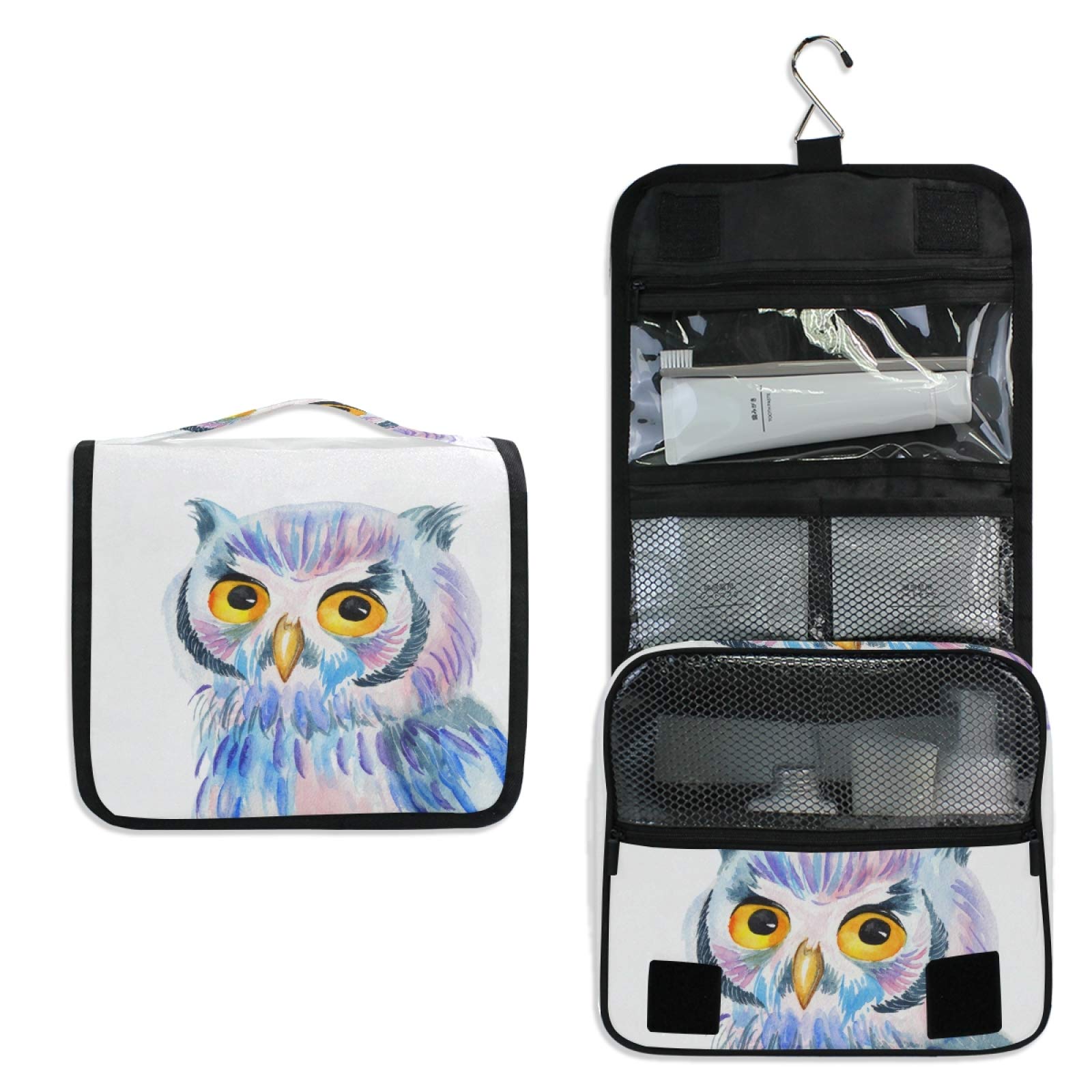 Bright Colorful Owl Hanging Travel Toiletry Bag - Waterproof Cosmetic Pouch & Makeup Organizer for Women, Men & Girls - Perfect for Camping, Gym, Beach & Vacation Travel Accessories
