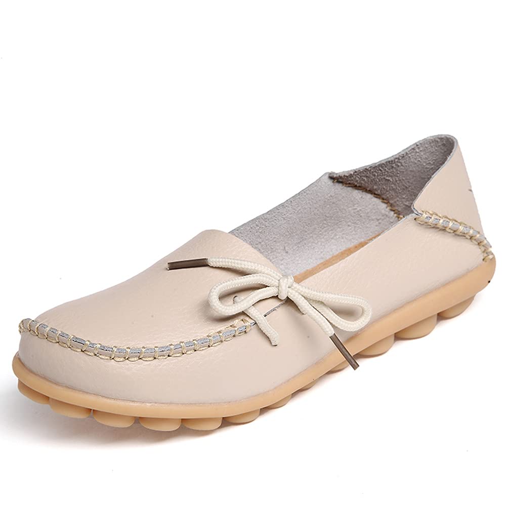 Women's Comfortable Leather Loafers - Slip On Casual Flats with Round Toe for Driving, Walking & Everyday Wear | Office, Travel & Leisure Shoes