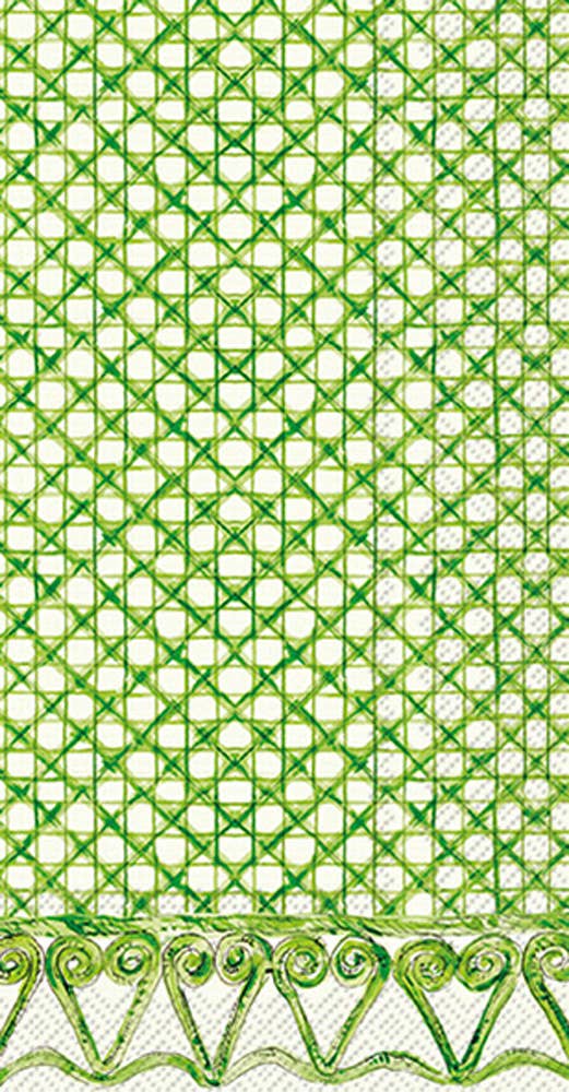 Boston International Paper Guest Towels - 16 Count Botanical Cane Green by Rosanne Beck | Elegant Disposable Hand Towels for Parties, Weddings & Upscale Events