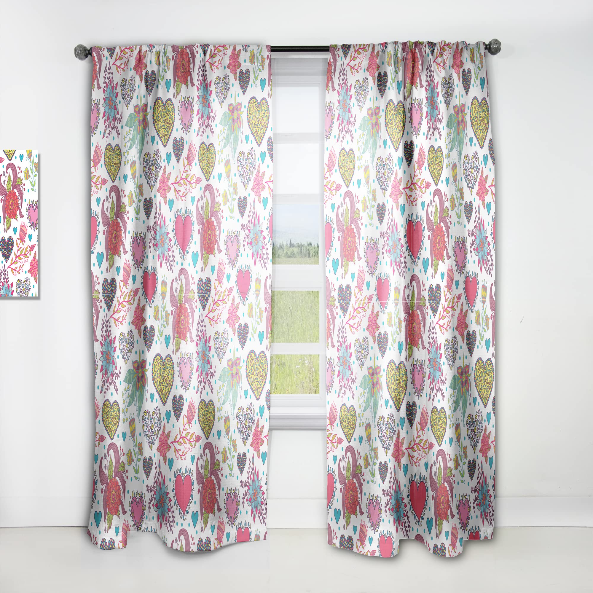 Beautiful Floral Heart Print Blackout Curtains - Thermal Insulated Single Panel (52x108 inches) for Bedroom & Living Room - Elegant Home Decor for Better Sleep & Energy Efficiency