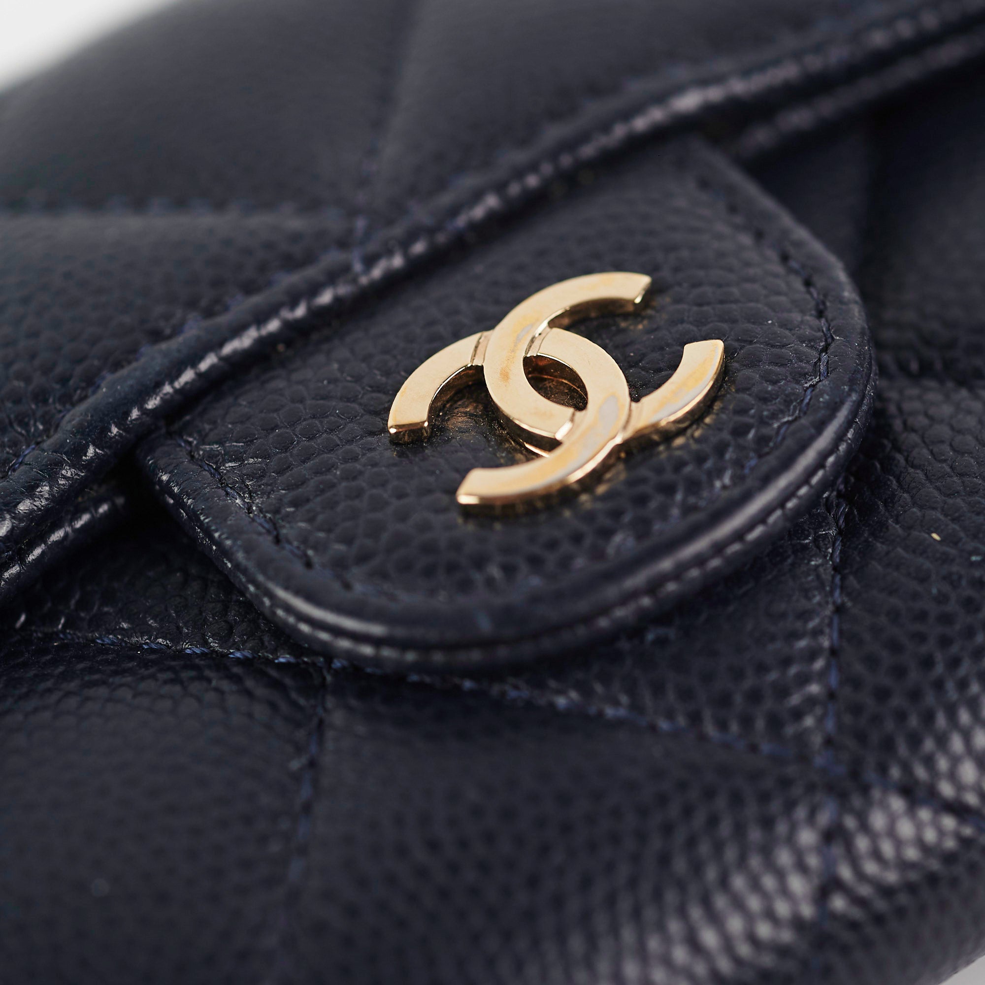 Chanel Navy Blue Caviar Leather Card Holder - Luxury Slim Wallet for Credit Cards & ID - Perfect for Everyday Use & Travel