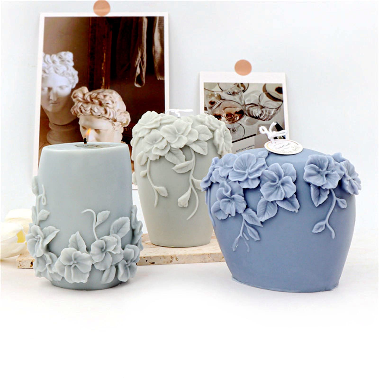 3D Rattan Flower Silicone Candle Molds - DIY Aromatherapy Candle Making, Handmade Soap & Wax Melts - Perfect for Home Decor, Wedding Centerpieces & Spa Relaxation (Set of 3)