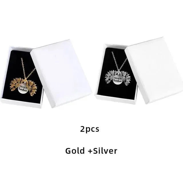 Personalized Sunflower Pendant Necklace with 'You Are My Sunshine' Engraving - Perfect Gift for Mom, Wife, Daughter | Birthday, Anniversary, Valentine's Day Jewelry