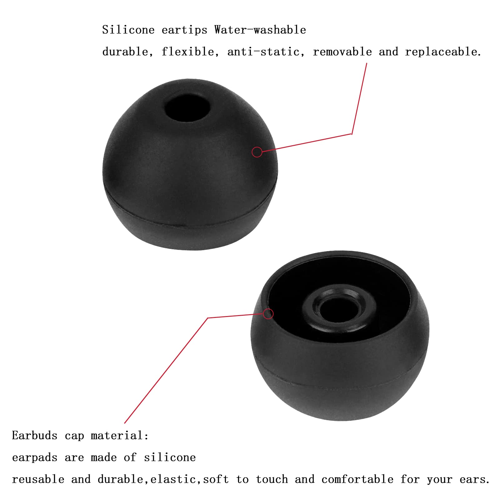 Powerbeats Pro Replacement Eartips - 4 Pairs Black Silicone Ear Bud Tips for Beats Wireless Headphones | Noise Isolation, Comfort Fit for Workouts, Running & Gym Use