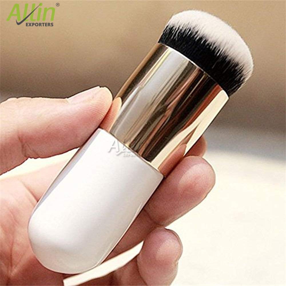 Allin Exporters Chubby Pier Foundation Makeup Brush - Synthetic Fiber BB Cream Concealer & Powder Brush Set - Soft Cosmetic Face Brush for Flawless Makeup Application (Golden/White) - Perfect for Daily Makeup, Contouring & Professional Makeup Artist Kit