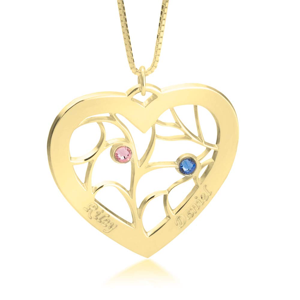 Sterling Silver Mother's Birthstone Necklace - Personalized Gold & Silver Pendant for Mom, Wife, Grandma - Meaningful Christmas Gift for Her - Perfect for Mother's Day, Birthday & Anniversary Celebrations