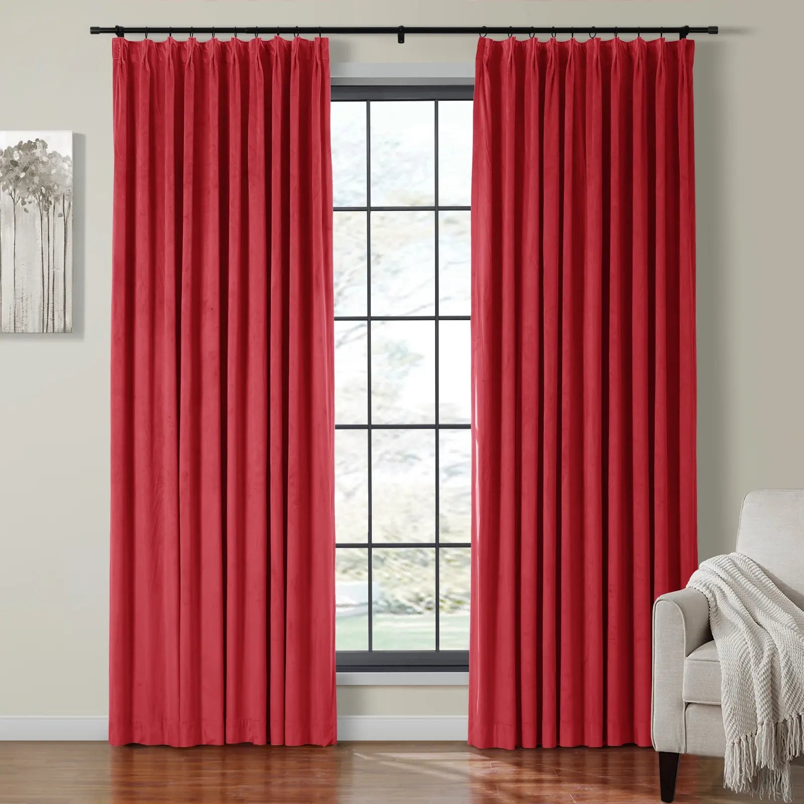 Birkin Velvet Curtain Pleated - Luxurious Blackout Drapes for Living Room & Bedroom - Elegant Window Treatment for Home Decor