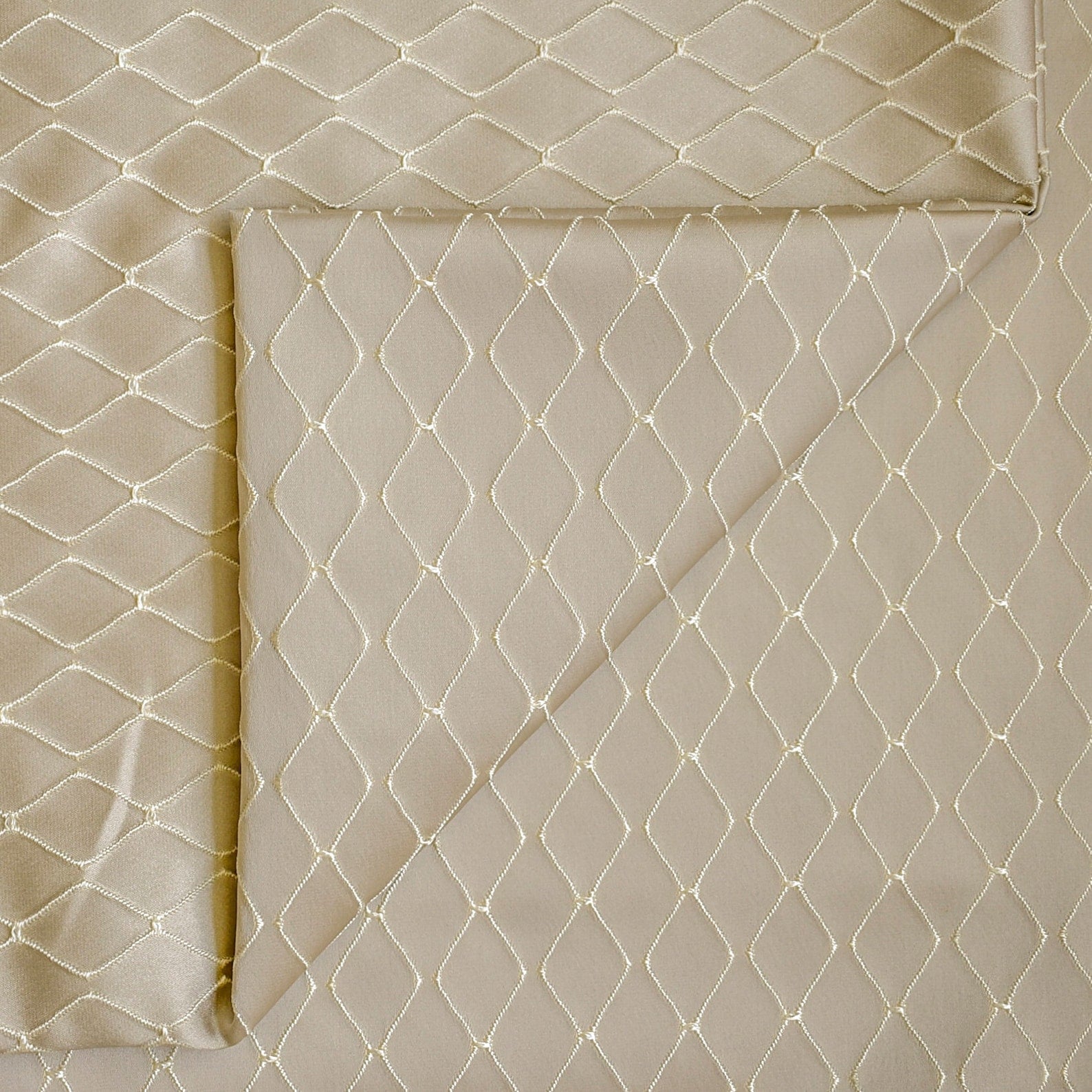 Beige Diamonds Geometric Embroidered Fabric by The Yard - Premium Cotton Material for DIY Crafts, Quilting & Home Decor Projects