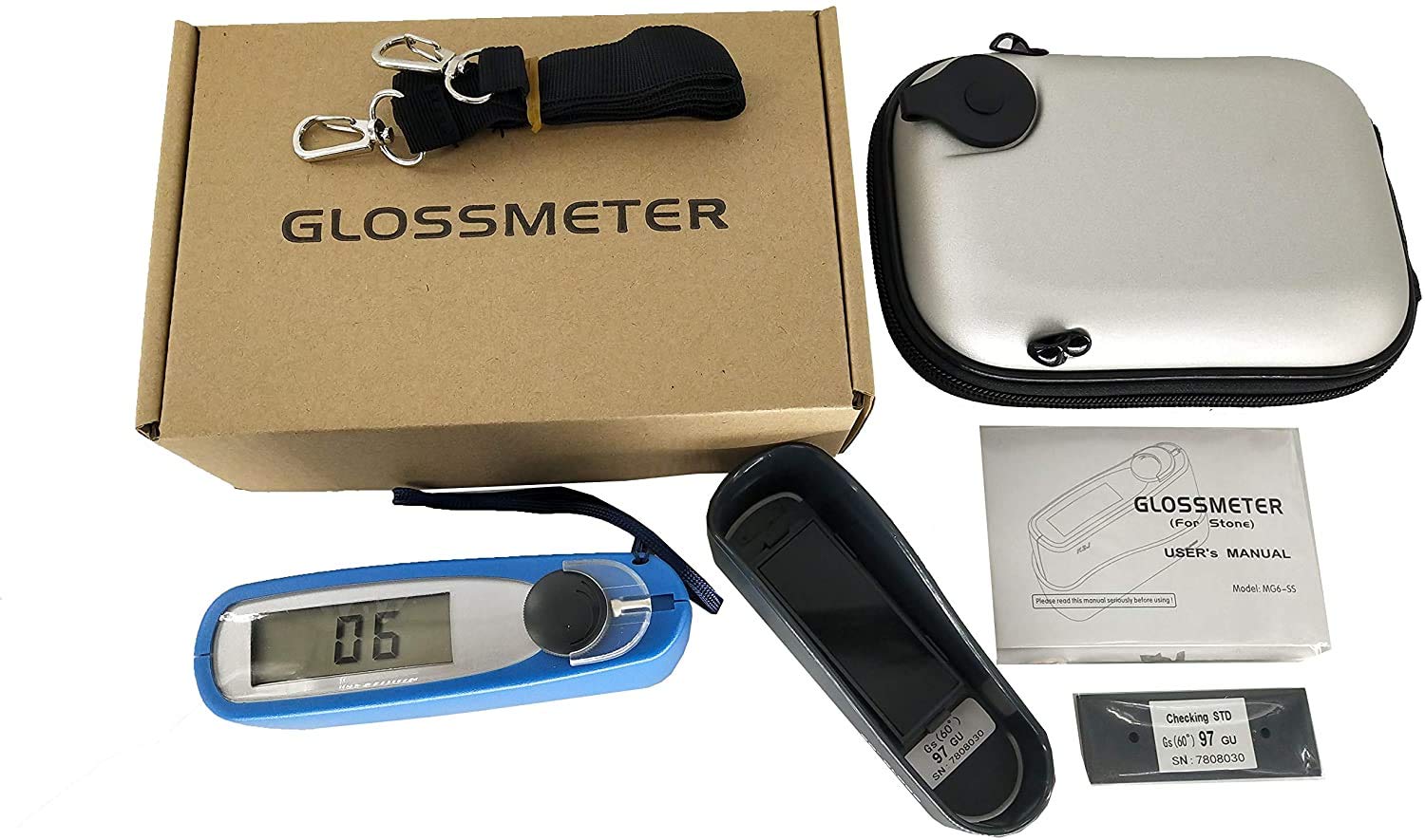 60 Degree Gloss Meter for Marble & Granite - Mini Stone Glossmeter with 0.0~199.9GU Measurement Range - Perfect for Countertop, Tile & Stone Surface Quality Testing