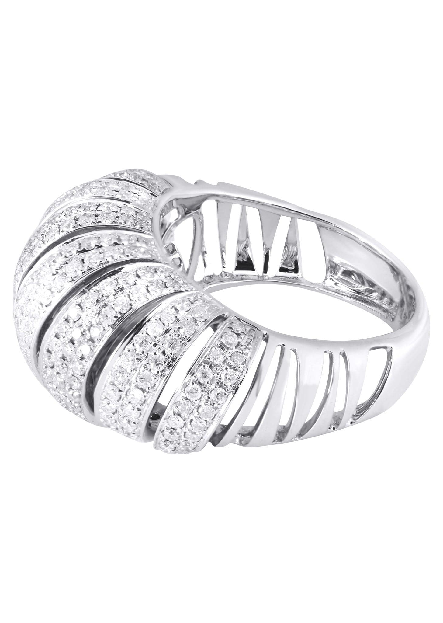 14K White Gold Ladies Diamond Cocktail Ring - 1.57 Carat Round Cut Solitaire Engagement Ring for Women - Perfect for Evening Parties, Anniversary Gifts & Special Occasions