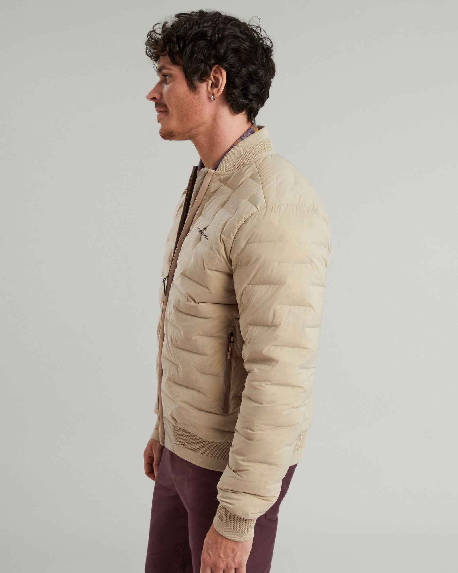 Men's Federate Stretch Down Bomber Jacket - Lightweight Warm Winter Coat, Water-Resistant Olive Grey Outerwear for Outdoor Activities & Casual Wear