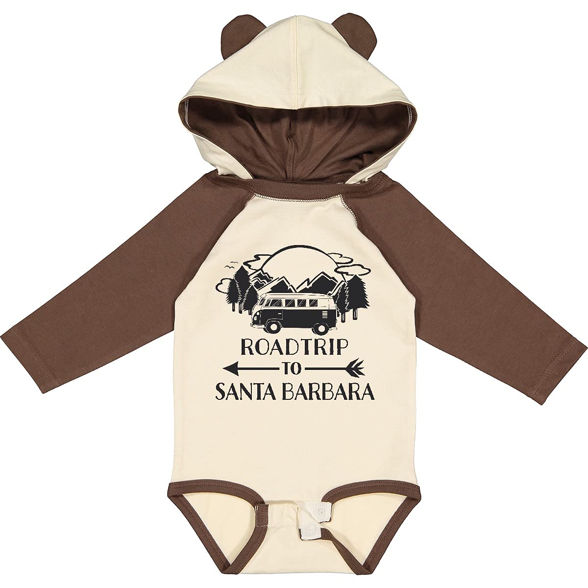 Inktastic Road Trip To Santa Barbara Long Sleeve Baby Bodysuit - Soft Cotton Creeper for Boys & Girls - Perfect Holiday Outfit & Christmas Gift for Infants