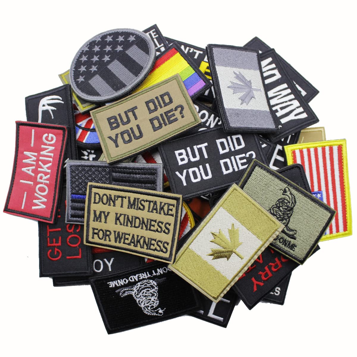 U-Sky 20-Piece Random Tactical Morale Patch Set - Hook and Loop Backing for Military Gear, Caps & Uniforms - Perfect for Army Cosplay, Airsoft Games & Outdoor Adventures