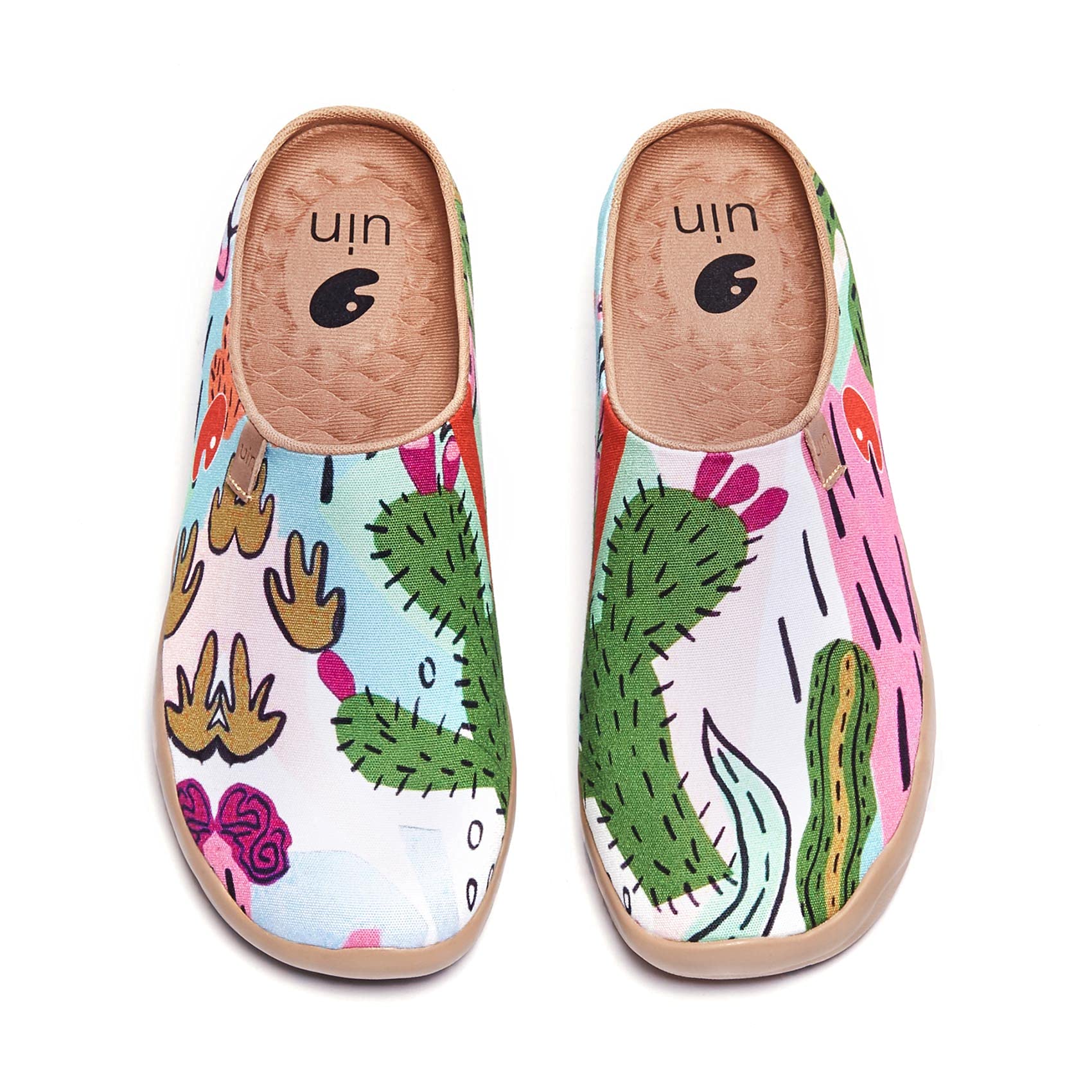 UIN Women's Slip-On Mules - Comfortable Lightweight Clogs with Wide Toe Box, Hand-Painted Art Design (Malaga Series) - Perfect for Travel, Casual Wear & Home Use