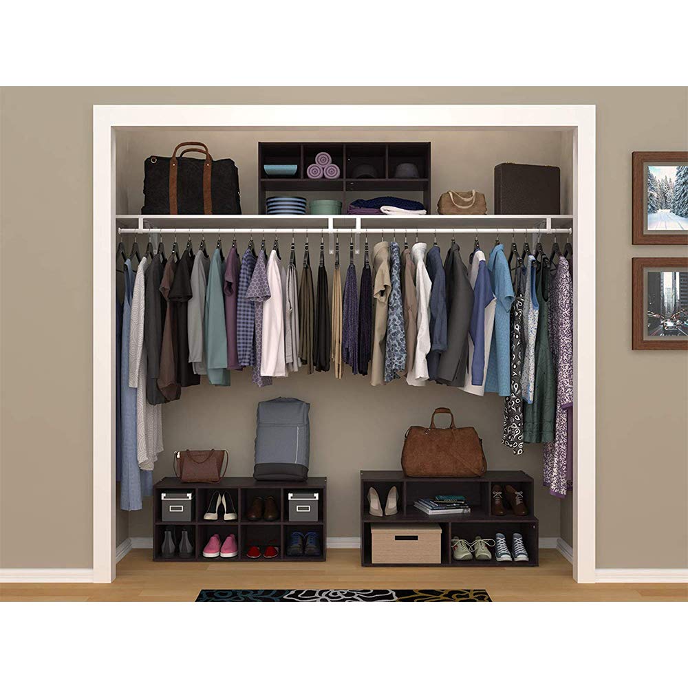 ClosetMaid 508200 Heavy Duty 2-Pack Shelf Organizer with Shoe Rack & Cube Storage - Espresso Finish for Bedroom Closet, Entryway & Shoe Storage Organization