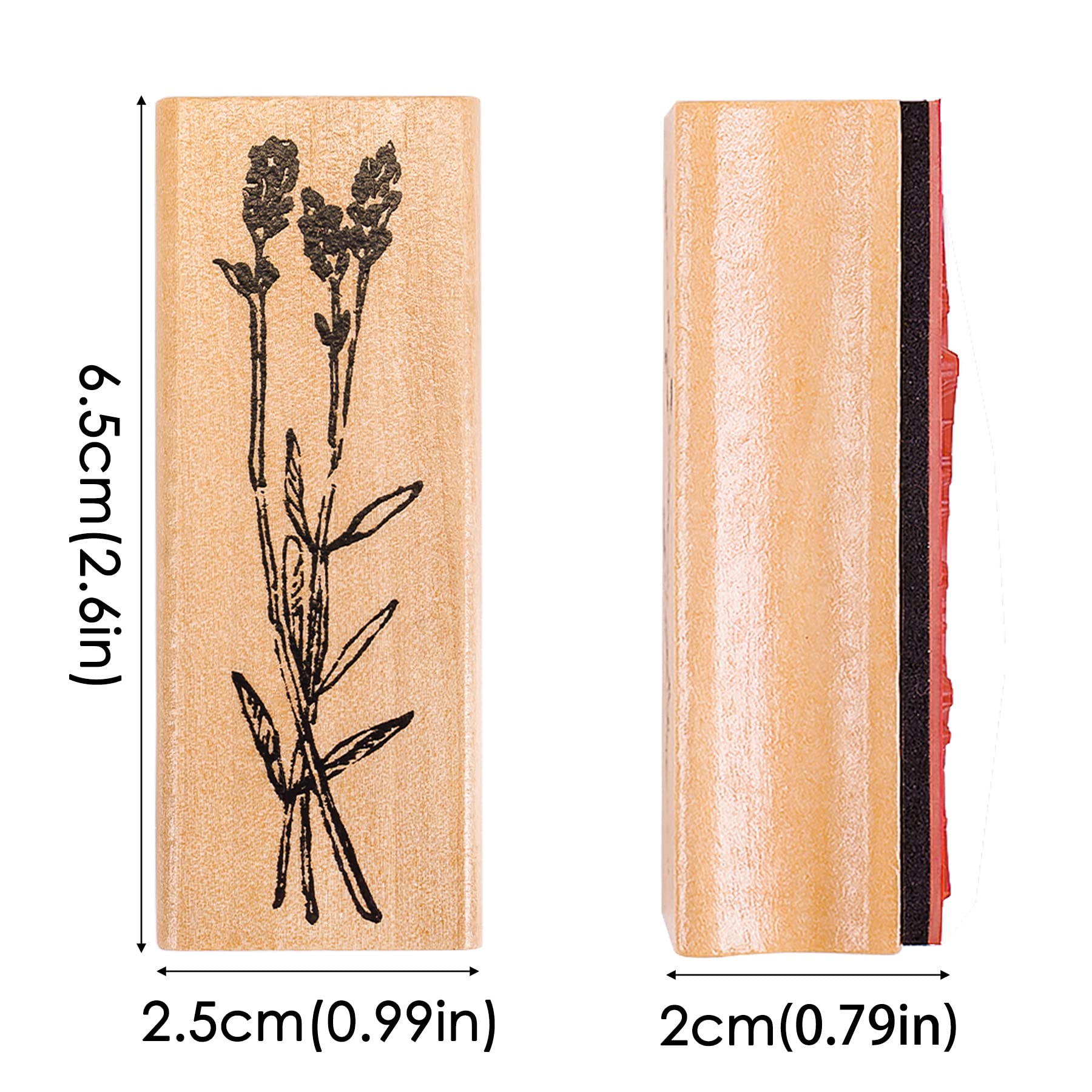 Vintage Wood Rubber Stamps 8pcs - Floral DIY Crafts for Scrapbooking & Cards