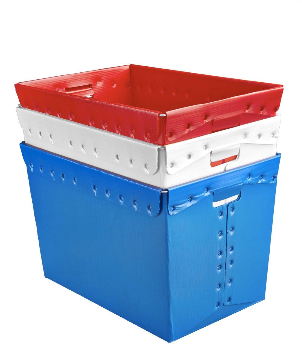 Heavy Duty Stackable Plastic Storage Bins - 3 Pack Multi Color Organizing Totes for Home & Office - 80 lbs Capacity (23