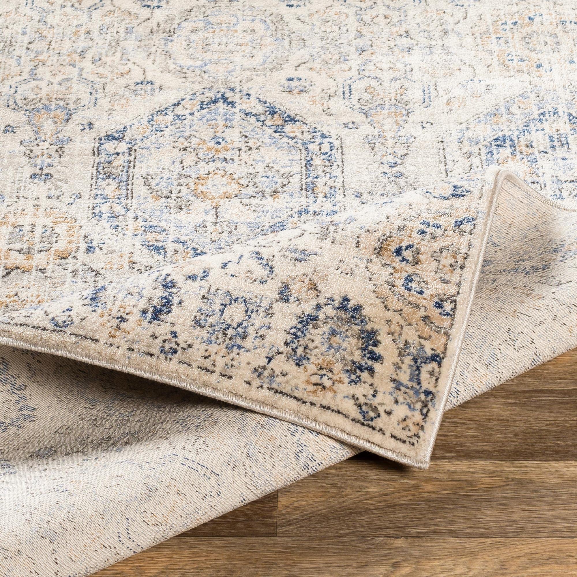 Mark&Day Traditional Bright Blue Area Rug 2x3 - Navy Grey Beige Carpet for Living Room, Bedroom, Kitchen | Soft Non-Slip Floor Mat for Home Decor, Office & Dorm (2' x 2'11
