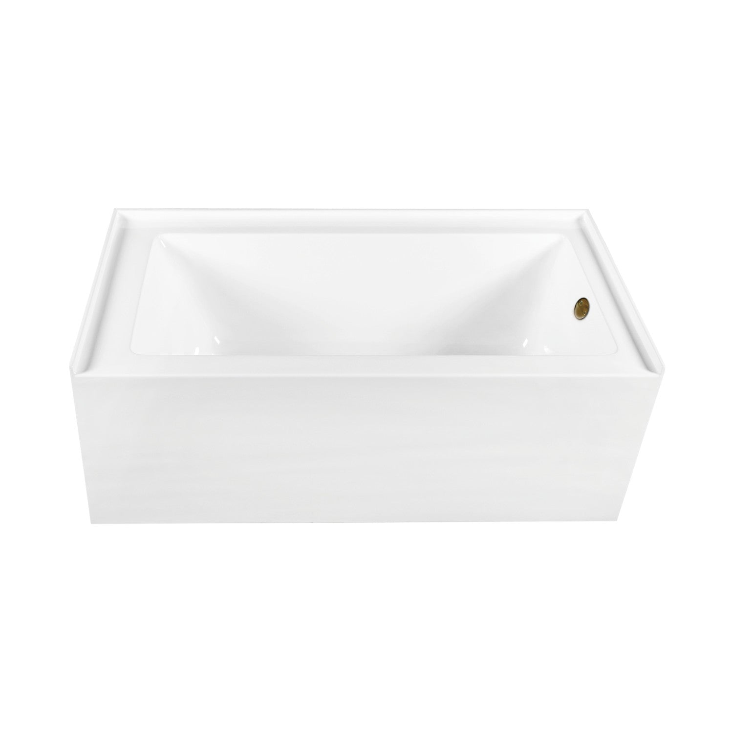 Aqua Eden 66 Inch Acrylic Rectangular 3 Wall Alcove Bathtub Combo with Waste & Overflow Drain - Glossy White/Antique Brass (Right Hand Drain) | Freestanding Soaking Tub for Modern Bathrooms, Spa-Like Relaxation at Home