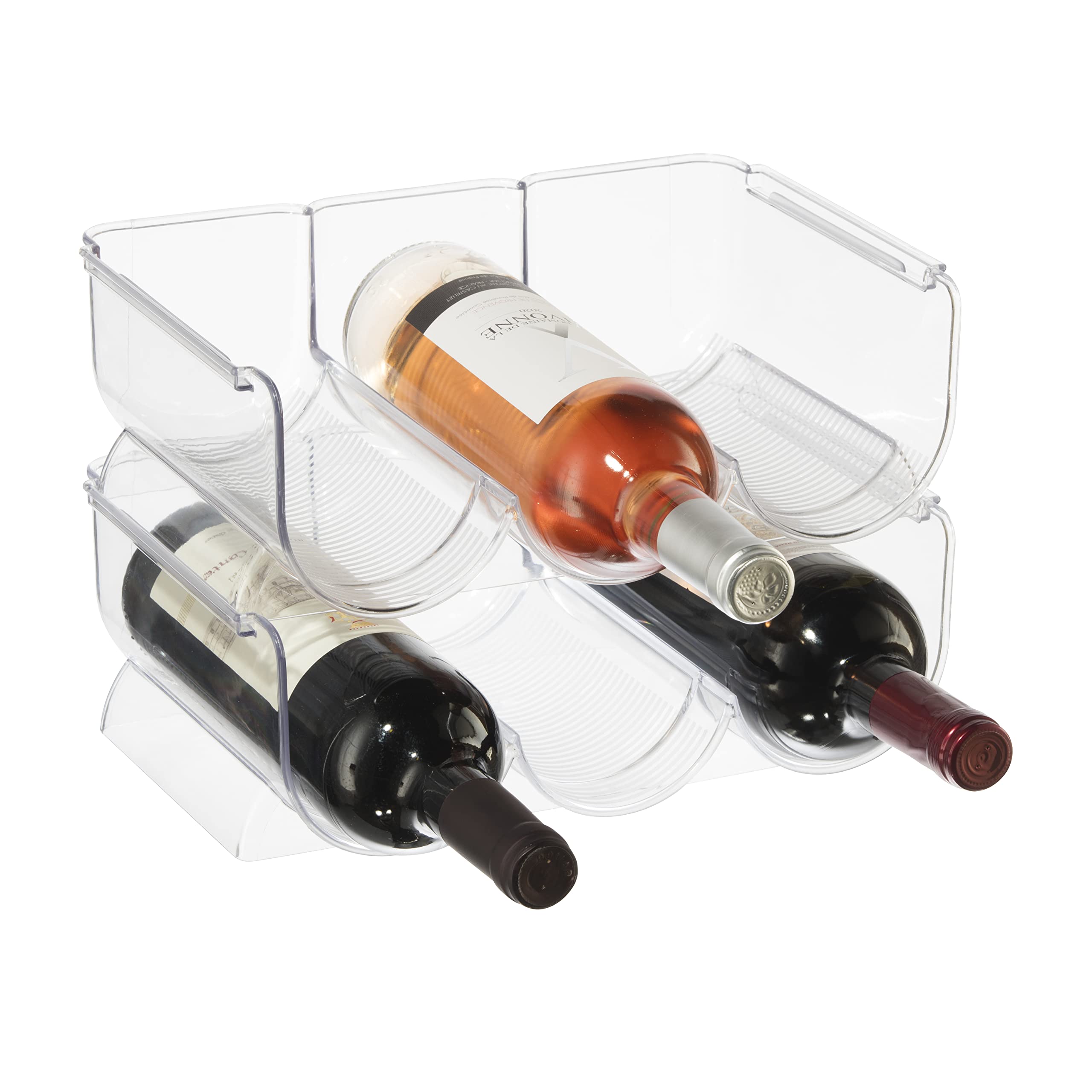 Oggi 6-Bottle Wine Rack - Clear Stackable Storage for Kitchen & Bar