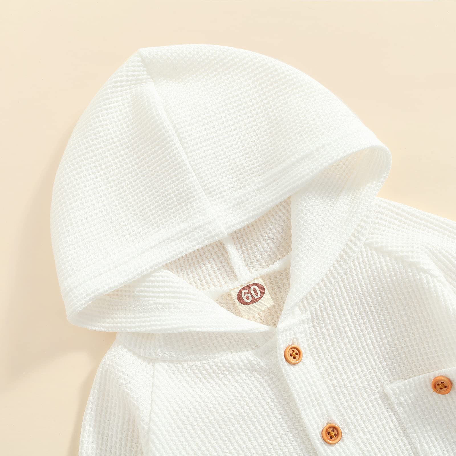 Ynibbim Winter Newborn Baby Romper - Unisex Hooded Waffle Cotton Jumpsuit with Buttons for Boys & Girls | Warm Infant Outfit for Winter Walks, Family Photos & Holiday Gatherings