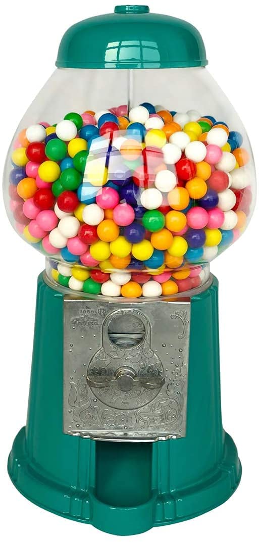 Vintage Style Gumball Machine & Candy Dispenser - 15 Inch Height with Metal Stand in Teal Green - Perfect for Home Decor, Party Favors, and Retail Store Displays