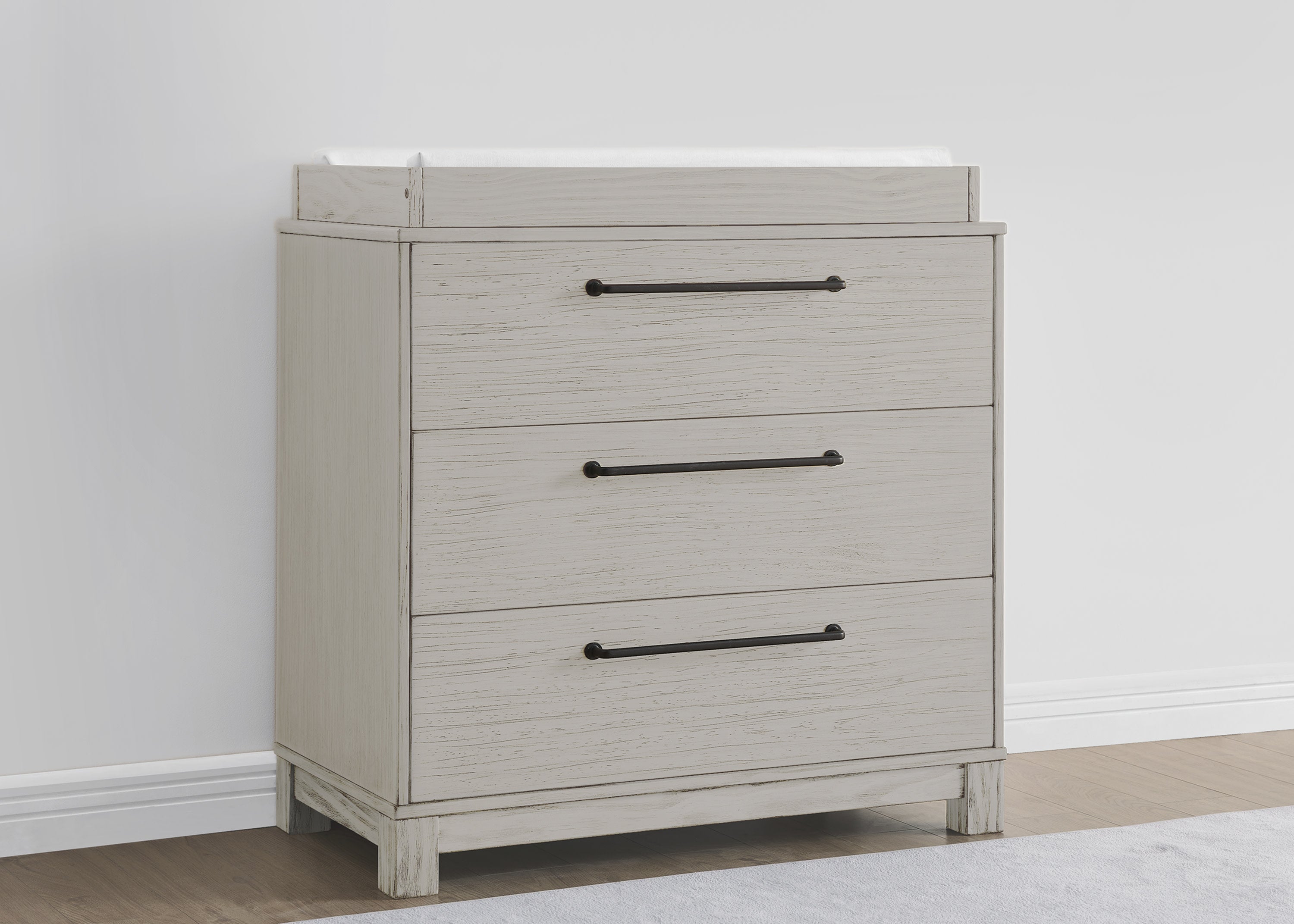 Rustic 3-Drawer Wooden Dresser with Interlocking Drawers - Perfect for Bedroom Storage & Farmhouse Decor