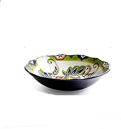 Vintage Ceramic Salad Bowl Set - Large European Style Cereal, Fruit & Soup Bowl - 1 Piece for Home, Birthday Party & Valentine's Dinner - Perfect for Breakfast, Salad Serving & Romantic Dining