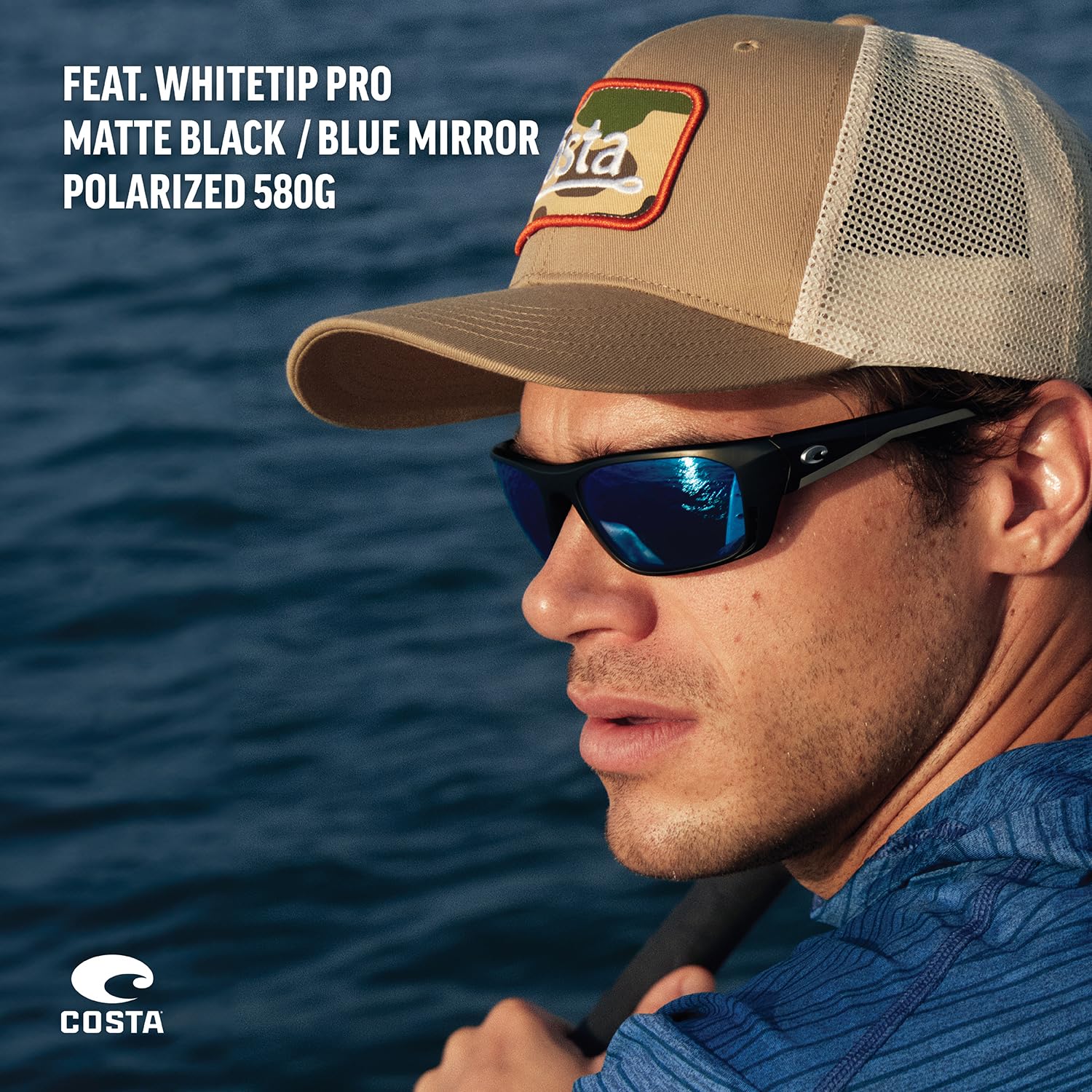 Costa Del Mar Men's Whitetip Rectangular Polarized Sunglasses for Fishing, Driving & Outdoor Activities - UV Protection, Stylish Aviator Frame